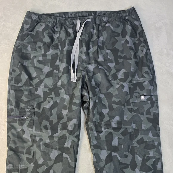 Womens FIGS Yola FREEx Lined Skinny Scrub Pants Bonsai Camo sz Lg - Picture 3 of 12